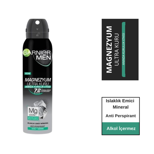 Garnier Men Magnezyum Ultra Kuru Sprey Deodorant 150ml