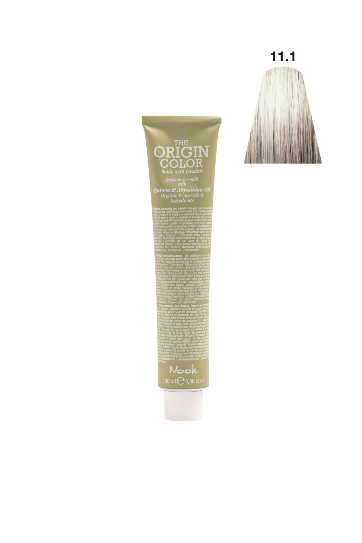 Nook Origin Color Profesyonel Saç Boyası 100ml - Ekstra Açık Küllü Platin(11.1 - DOĞAL KÜLLÜ PLATIN)