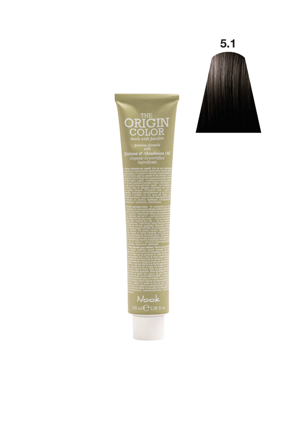 Nook Origin Color Profesyonel Saç Boyası 100ml - Açık Küllü Kahve (5.1 - KÜLLÜ AÇIK KESTANE)