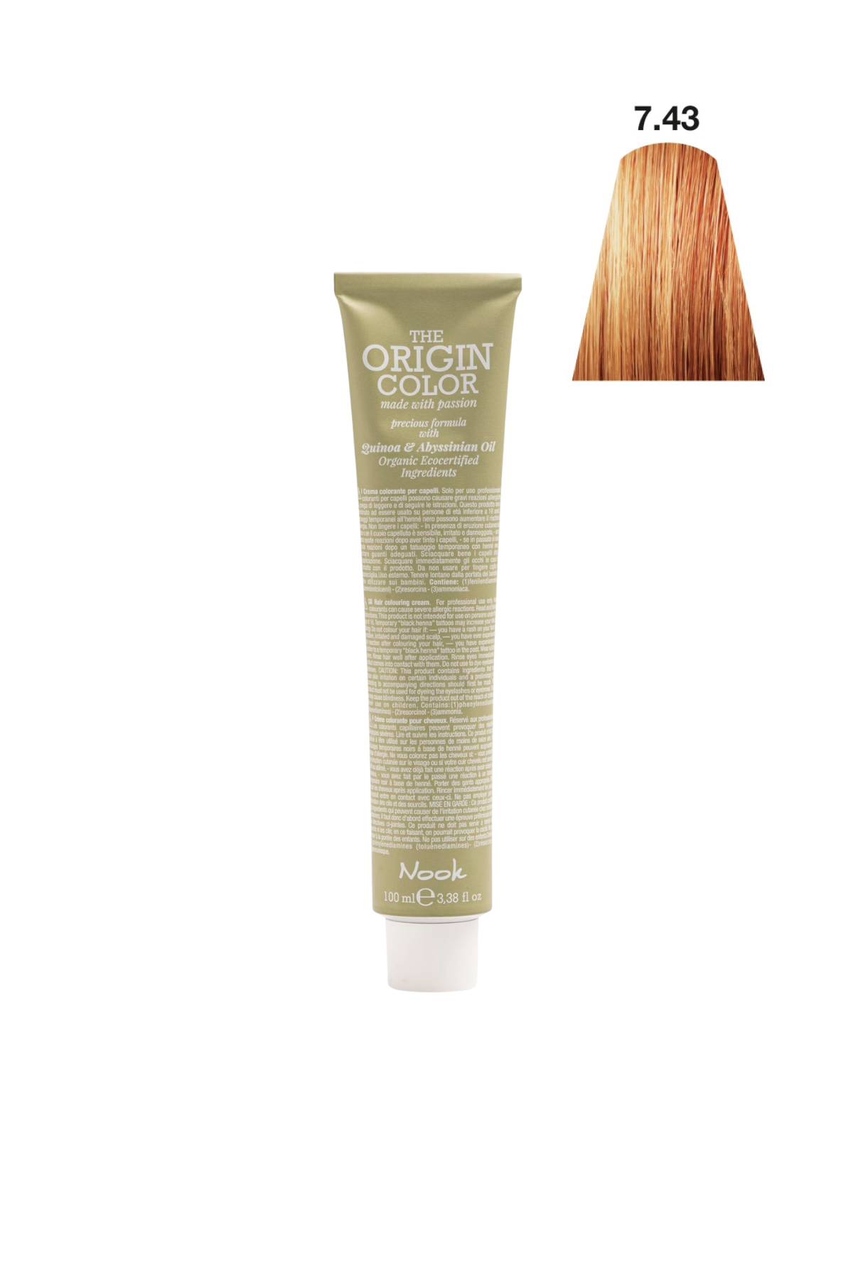 Nook Origin Color Profesyonel Saç Boyası 100ml - Açık Tarçın Bakır / Karamel Bakır (7.43-AÇIK TARÇIN)