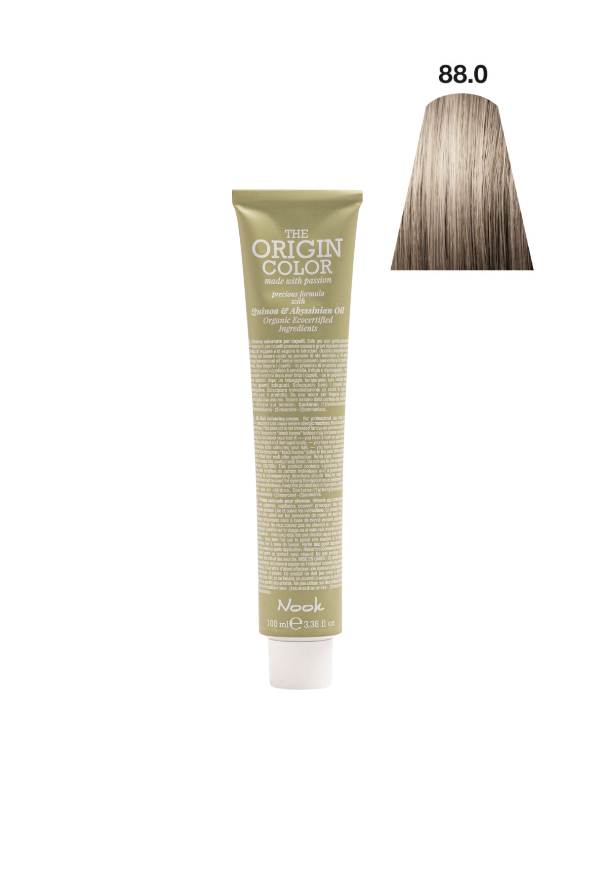 Nook Origin Color Profesyonel Saç Boyası 100ml-Yoğun Doğal Açık Kumral(88.0-BEYAZ KAPATICI KUMRAL)
