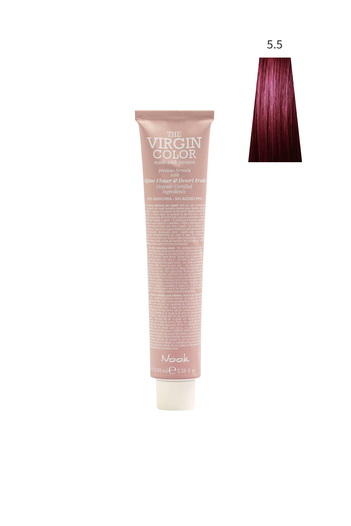 Nook Virgin Color Profesyonel Saç Boyası 100ml-Açık Kestane Maun/Vişne Çürüğü(5.5-MOGANO ŞARAP KIZILI)