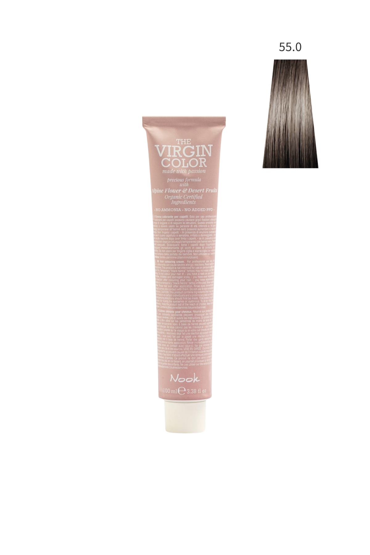Nook Virgin Color Profesyonel Saç Boyası 100ml-Yoğun Açık Kahve/Beyaz Kapatıcı(55.0-INTENSE AÇIK KAHVE)