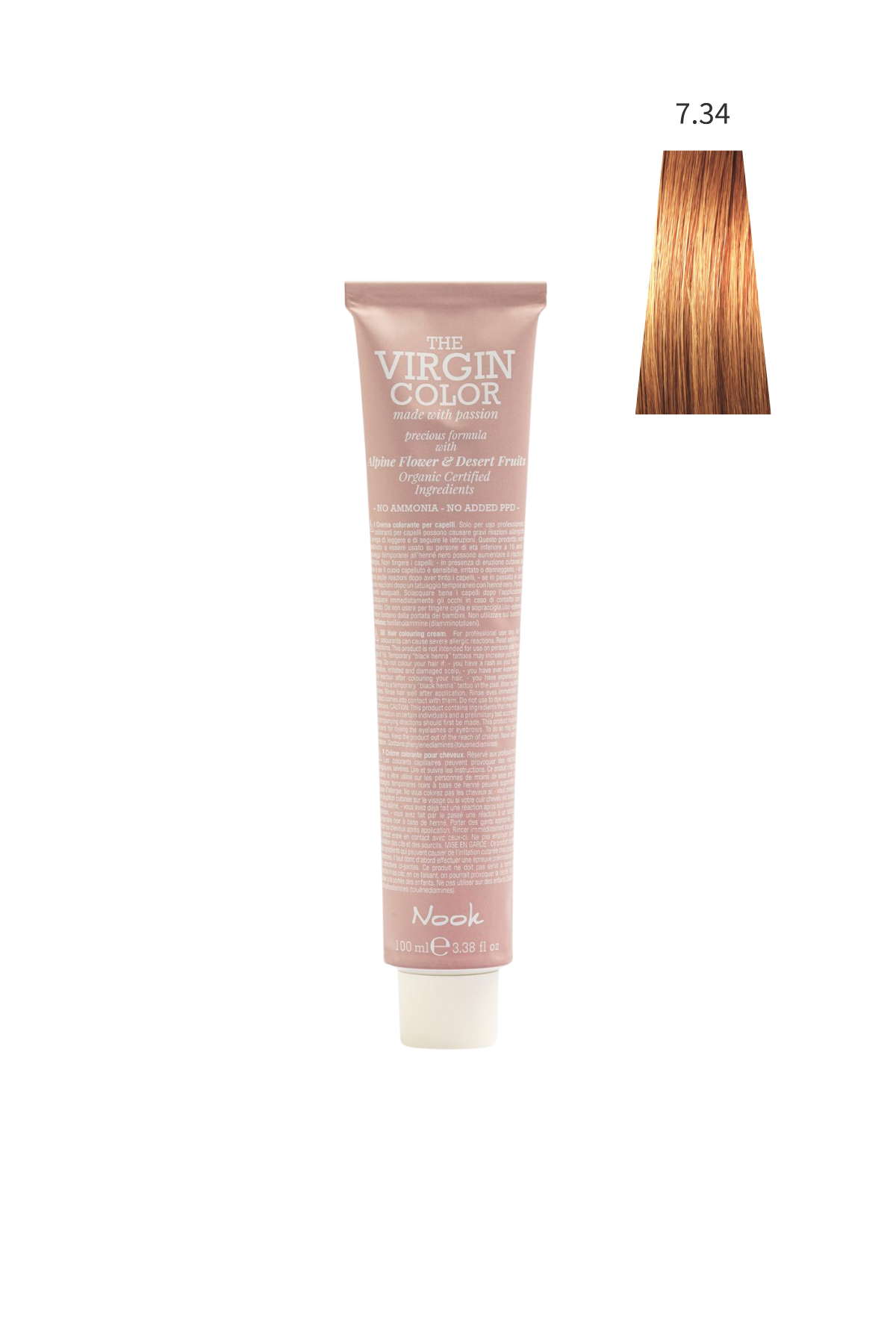 Nook Virgin Color Profesyonel Saç Boyası 100ml-Altın Bakır Kumral/Sultan Bakır(7.34-COPPER IRLANDA KIZIL)
