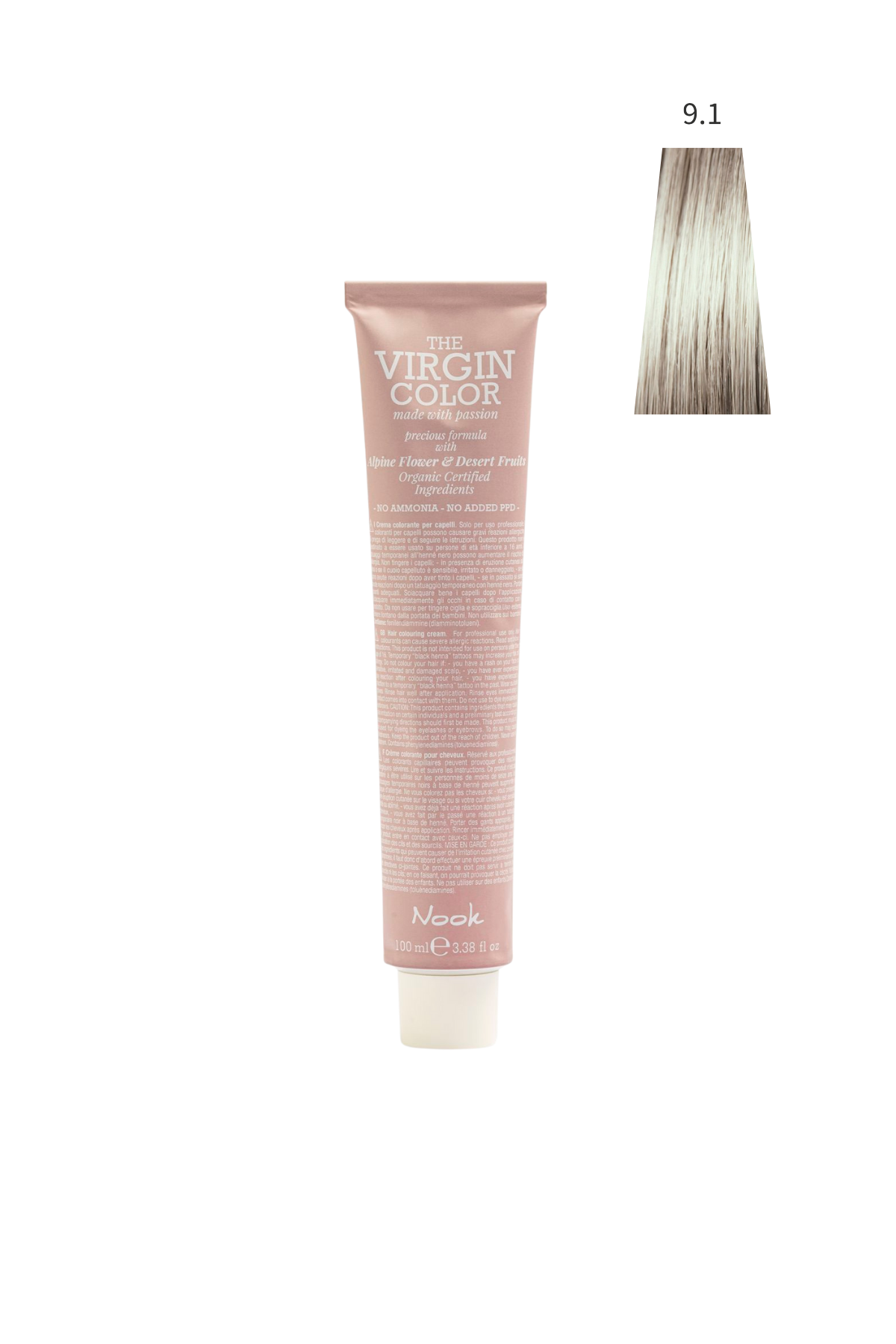 Nook Virgin Color Profesyonel Saç Boyası 100ml -Açık Küllü Sarışın/Gümüş Sarısı(9.1-ASH SOĞUK AÇIK SARI)