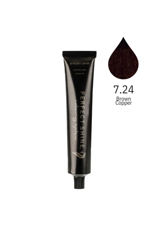 Perfect Shine Permanent Profesyonel Saç Boyası 100ml - Bakır Yansımalı Mocha/Bakır Kahve (MOCHA-7.24)