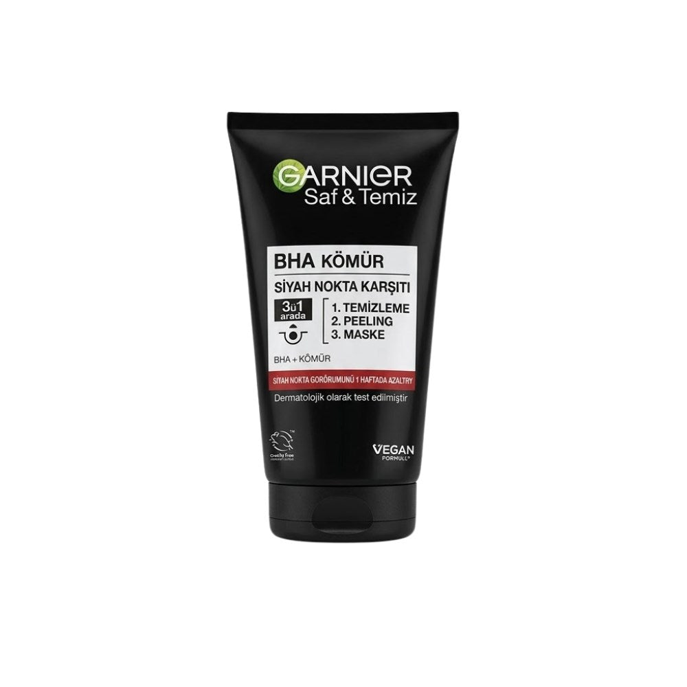 Garnier Saf & Temiz BHA Kömür Siyah Nokta Karşıtı 3in1 Peeling Maske 150ml
