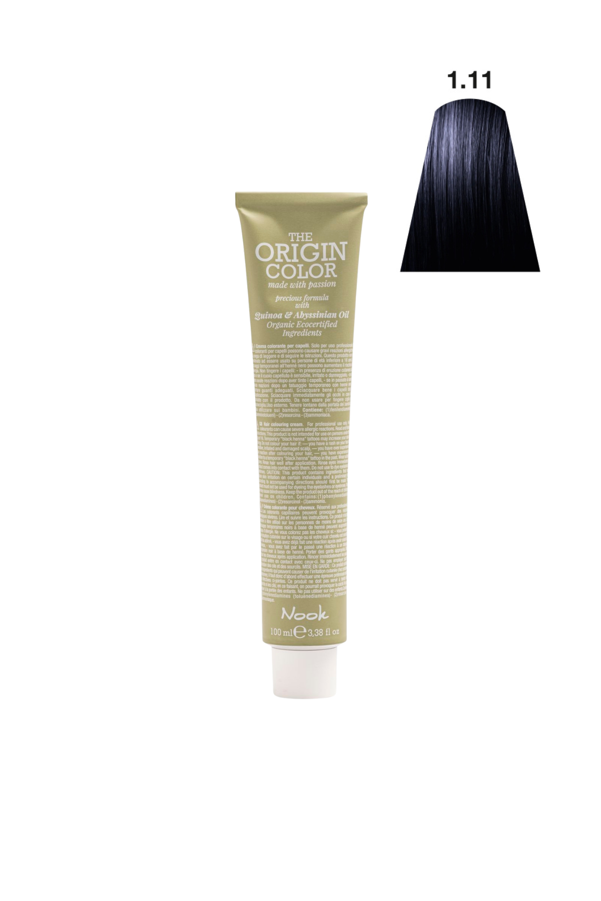 Nook Origin Color Profesyonel Saç Boyası 100ml - Parlak Gece Mavisi Siyah(1.11 - YOĞUN KÜLLÜ SİYAH)