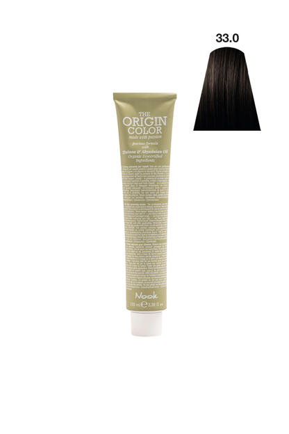 Nook Origin Color Profesyonel Saç Boyası 100ml-Yoğun Doğal Koyu Kahve(33.0-BEYAZ KAPATICI KOYU KAHVE)