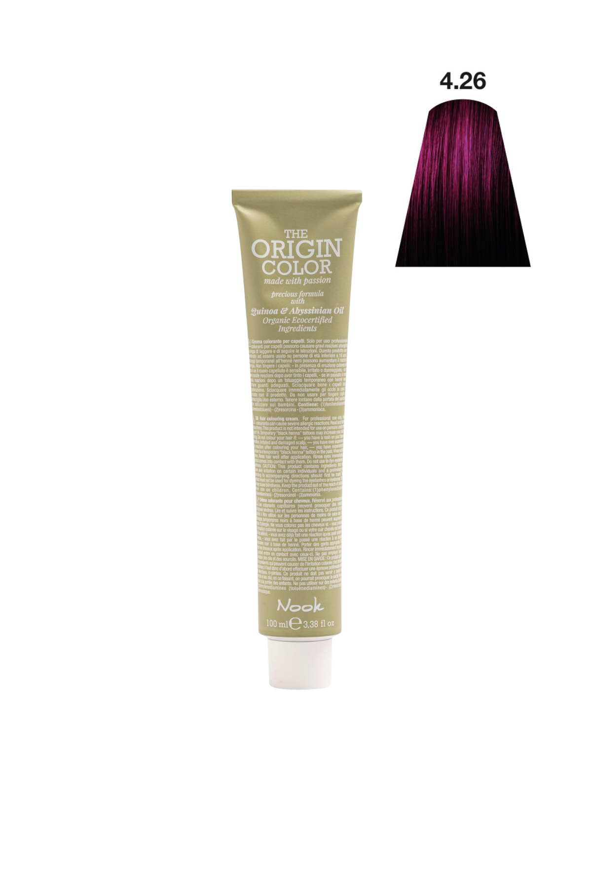 Nook Origin Color Profesyonel Saç Boyası 100ml-Vişne Çürüğü/Koyu Patlıcan Mor(4.26-DERİN VİŞNE ÇÜRÜĞÜ