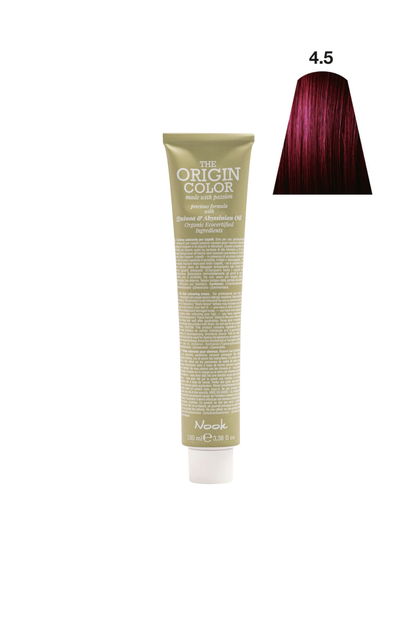 Nook Origin Color Profesyonel Saç Boyası 100ml - Koyu Kızıl Kahve / Derin Koyu Akaju (4.5 - MOGANO)