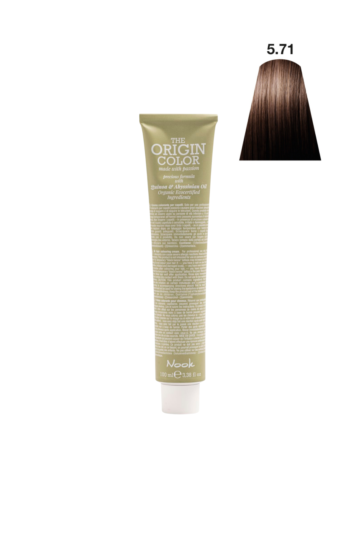 Nook Origin Color Profesyonel Saç Boyası 100ml -Açık Kahve/Açık Soğuk Kestane(5.71-DERIN KÜLLÜ KAHVE)