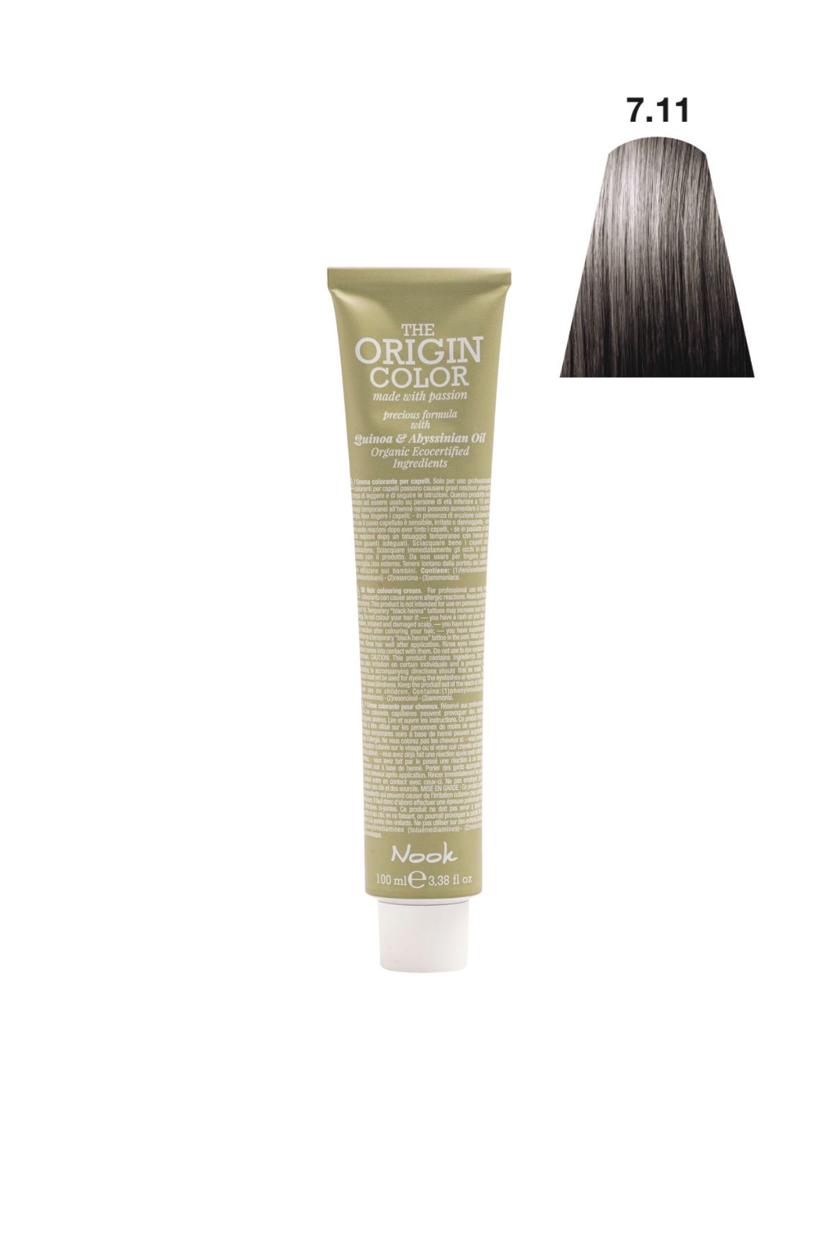 Nook Origin Color Profesyonel Saç Boyası 100ml - Yoğun Küllü Kumral(7.11  - ORTA SOĞUK KÜLLÜ KUMRAL)