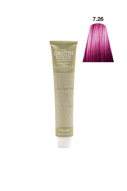 Nook Origin Color Profesyonel Saç Boyası 100ml- Viyole Fuşya Mor Kızıl Kumral (7.26 - VIYOLE KIZIL)