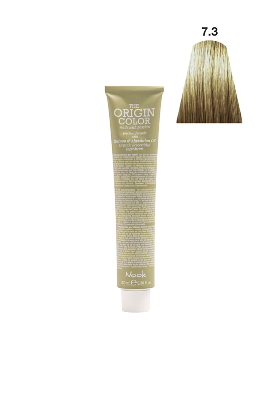 Nook Origin Color Profesyonel Saç Boyası 100ml-Altın Kumral / Orta Altın Kumral (7.3-DORE SICAK SARI)
