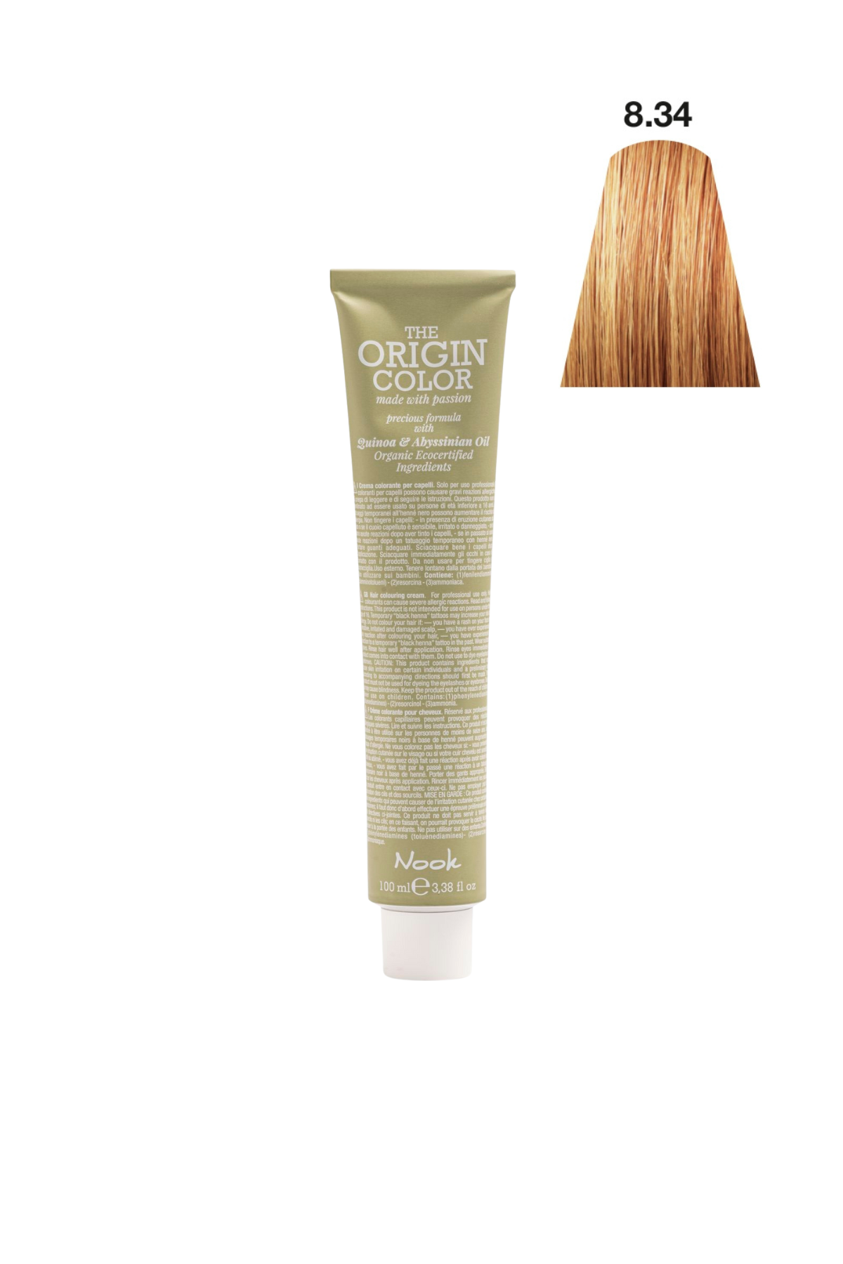 Nook Origin Color Profesyonel Saç Boyası 100ml - Açık Altın Bakır / Balköpüğü (8.34 - ALTIN BALKÖPÜĞÜ)