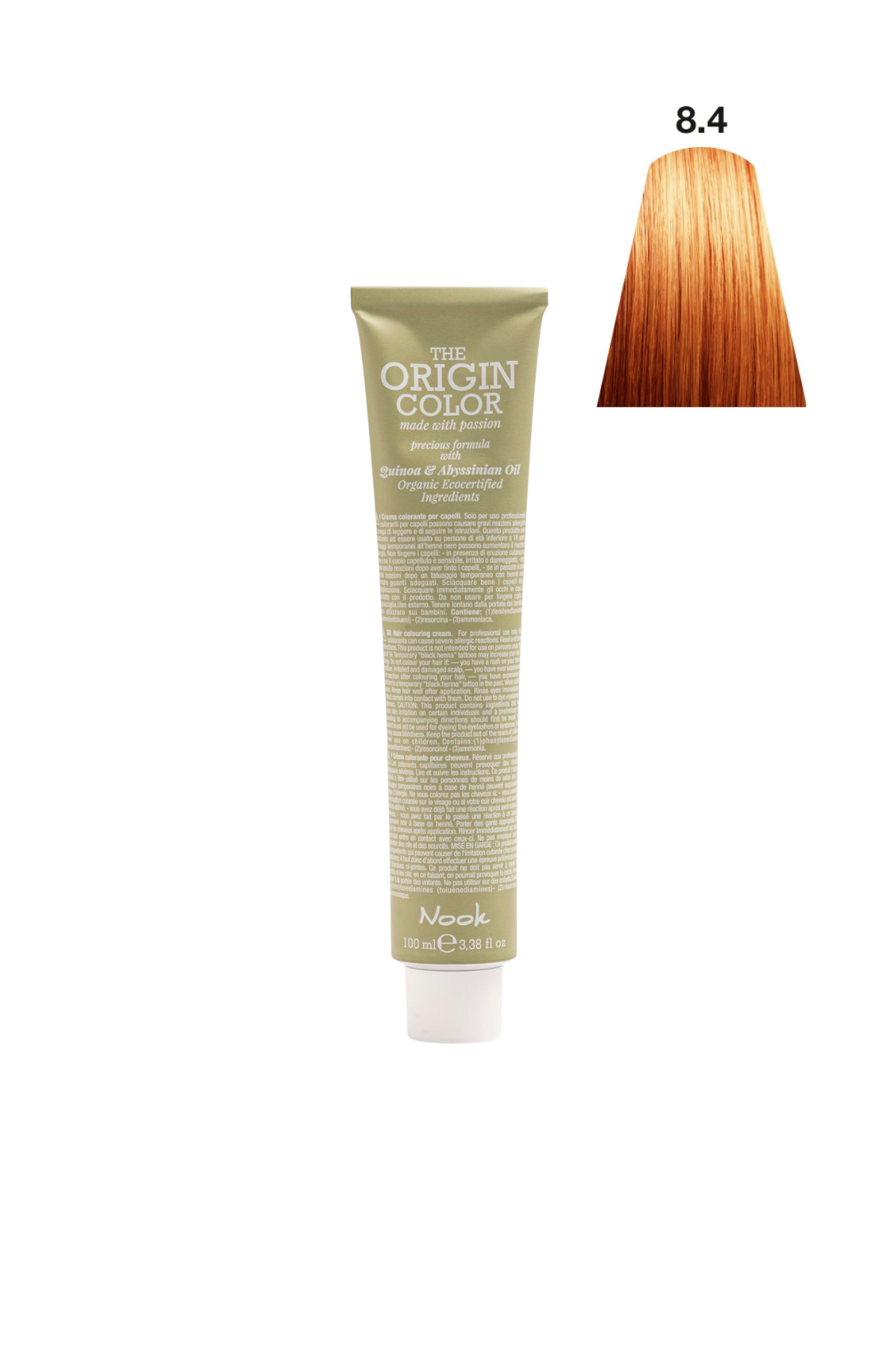 Nook Origin Color Profesyonel Saç Boyası 100ml - Açık Doğal Bakır/Kumral Bakır (8.4 - YUMUŞAK BAKIR)