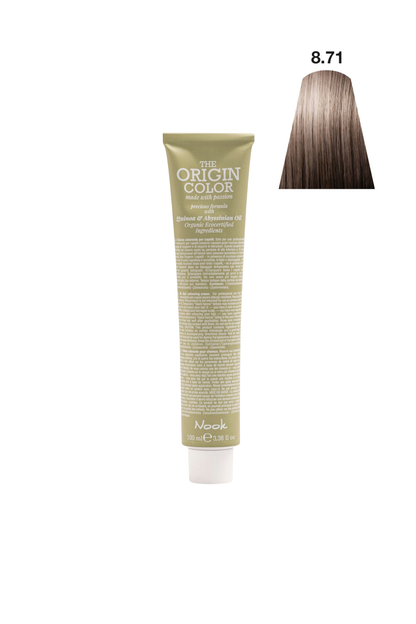 Nook Origin Color Profesyonel Saç Boyası 100ml - Açık Küllü Kahve/Soğuk Kumral(8.71-AÇIK KÜLLÜ KAHVE)
