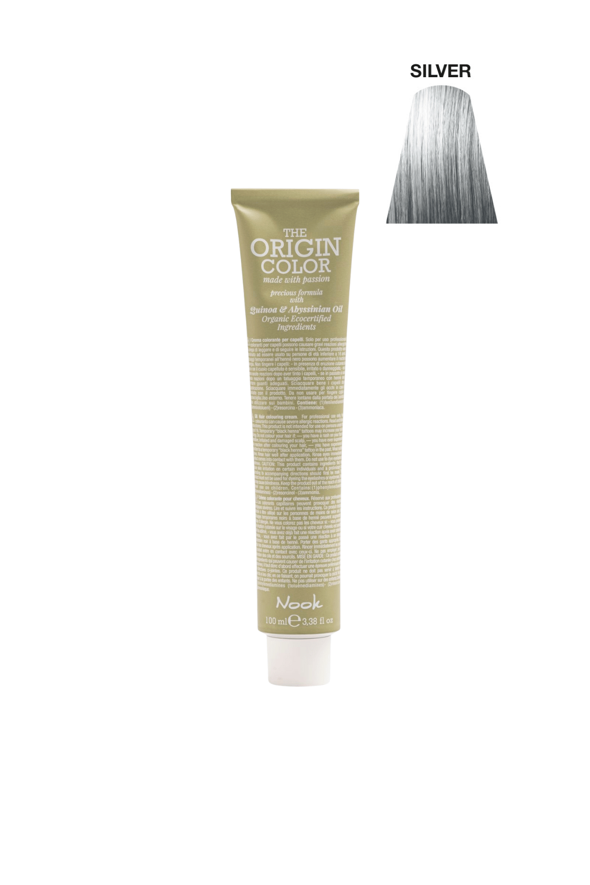 Nook Origin Color Profesyonel Saç Boyası 100ml - Sarılaşma Karşıtı Küllü Gri Gümüş Ton (SILVER)