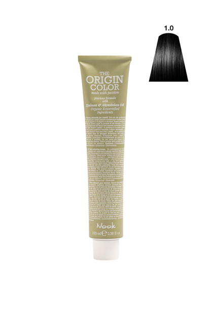 Nook Origin Color Profesyonel Saç Boyası 100ml-Doğal Siyah/ Ana Renk Parlak Siyah (1.0- KLASIK SIYAH)