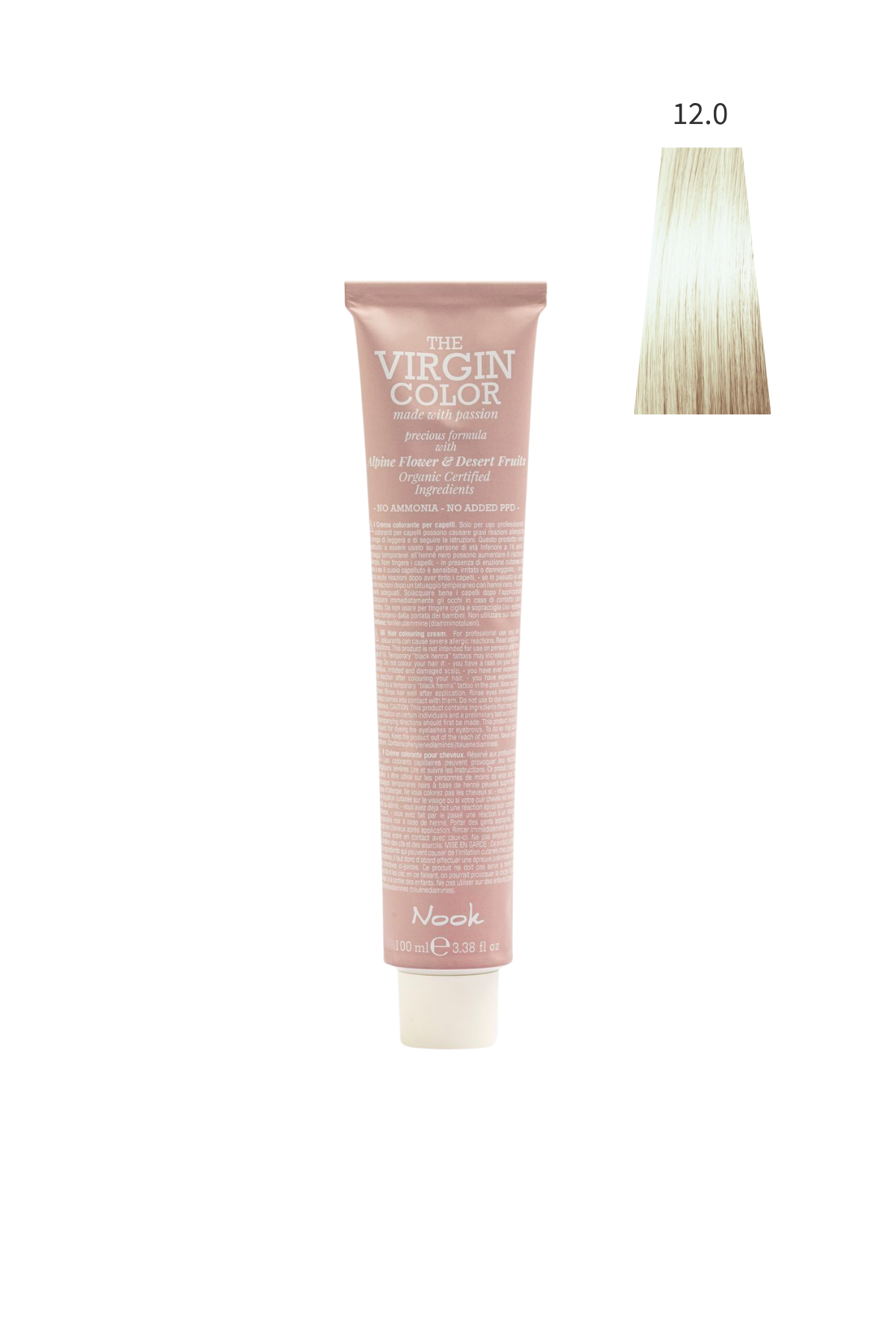 Nook Virgin Color Profesyonel Saç Boyası 100ml-Süper Açıcı Doğal Sarı/Saf Platin(12.0-SUPER KAR BEYAZ)