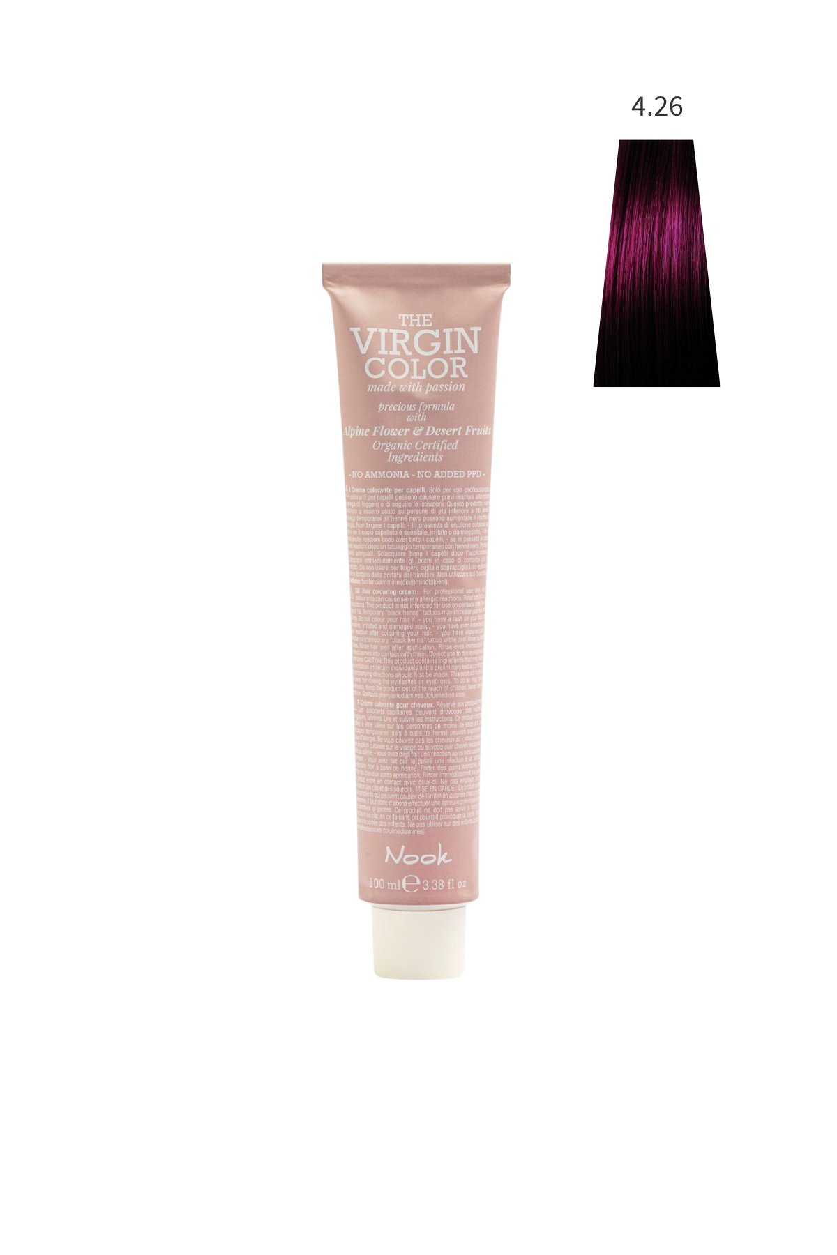 Nook Virgin Color Profesyonel Saç Boyası 100ml-Kestane Viyole Kızıl/Koyu Patlıcan Moru(4.26-VİOLA DERİN)