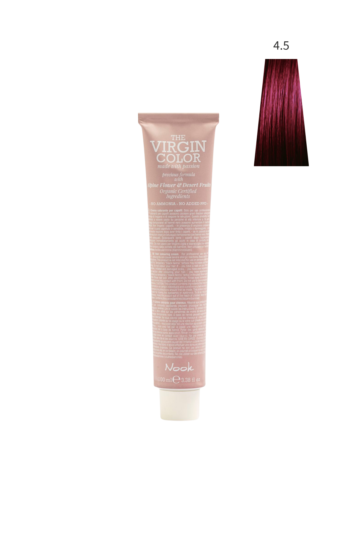 Nook Virgin Color Profesyonel Saç Boyası 100ml-Kestane Maun/Koyu Patlıcan Moru(4.5-MOGANO MÜRDÜM ERİĞİ)