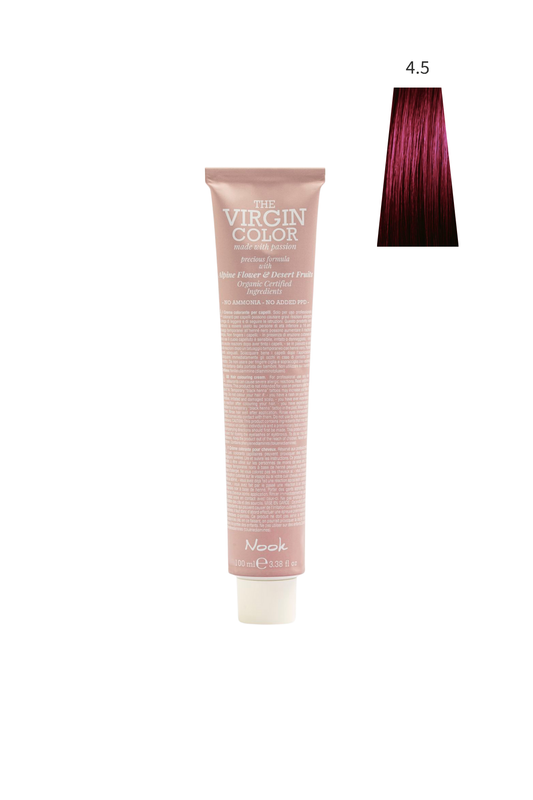 Nook Virgin Color Profesyonel Saç Boyası 100ml-Kestane Maun/Koyu Patlıcan Moru(4.5-MOGANO MÜRDÜM ERİĞİ)