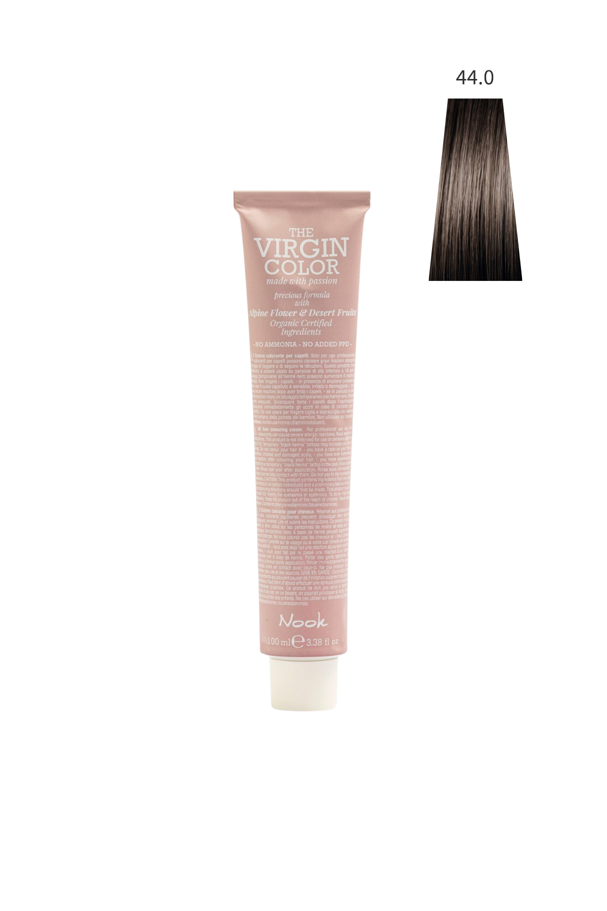 Nook Virgin Color Profesyonel Saç Boyası 100ml-Yoğun Kahve/Beyaz Kapatıcı (44.0-INTENSE DOĞAL KESTANE)