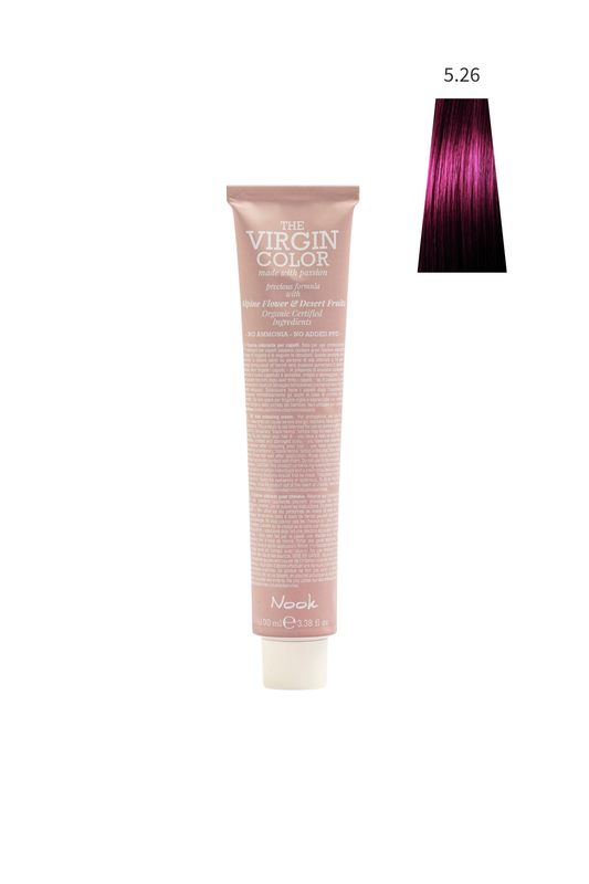Nook Virgin Color Profesyonel Saç Boyası 100ml-Açık Kestane Viyole/Vahşi Mürdüm(5.26-VİOLA KIZIL KADİFE)