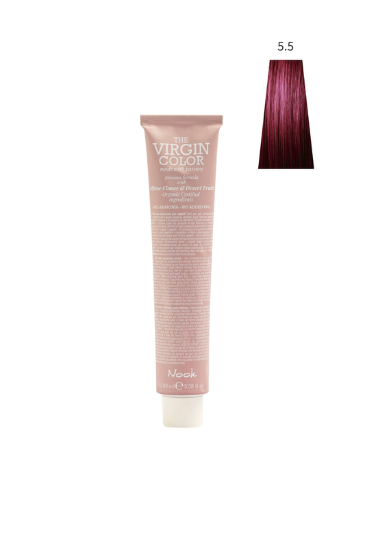 Nook Virgin Color Profesyonel Saç Boyası 100ml-Açık Kestane Maun/Vişne Çürüğü(5.5-MOGANO ŞARAP KIZILI)