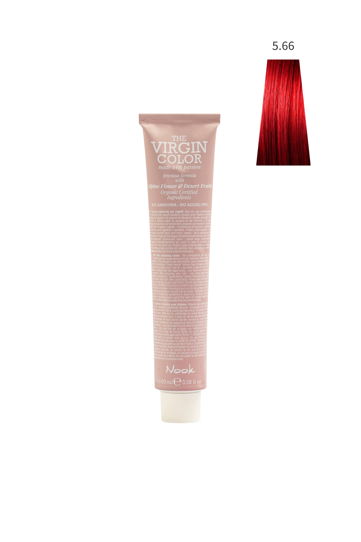 Nook Virgin Color Profesyonel Saç Boyası 100ml-Açık Yoğun Kızıl/Derin Yakut Kırmızı(5.66-ROSSİ KİRAZ)