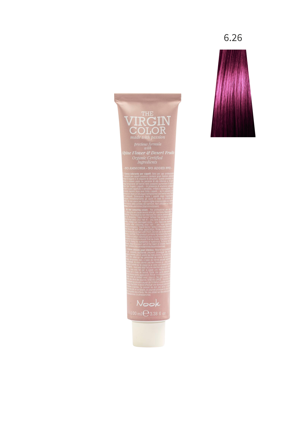 Nook Virgin Color Profesyonel Saç Boyası 100ml-Koyu Kumral Viyole/Canlı Fuşya Kızıl(6.26-VİOLA ORKİDE)