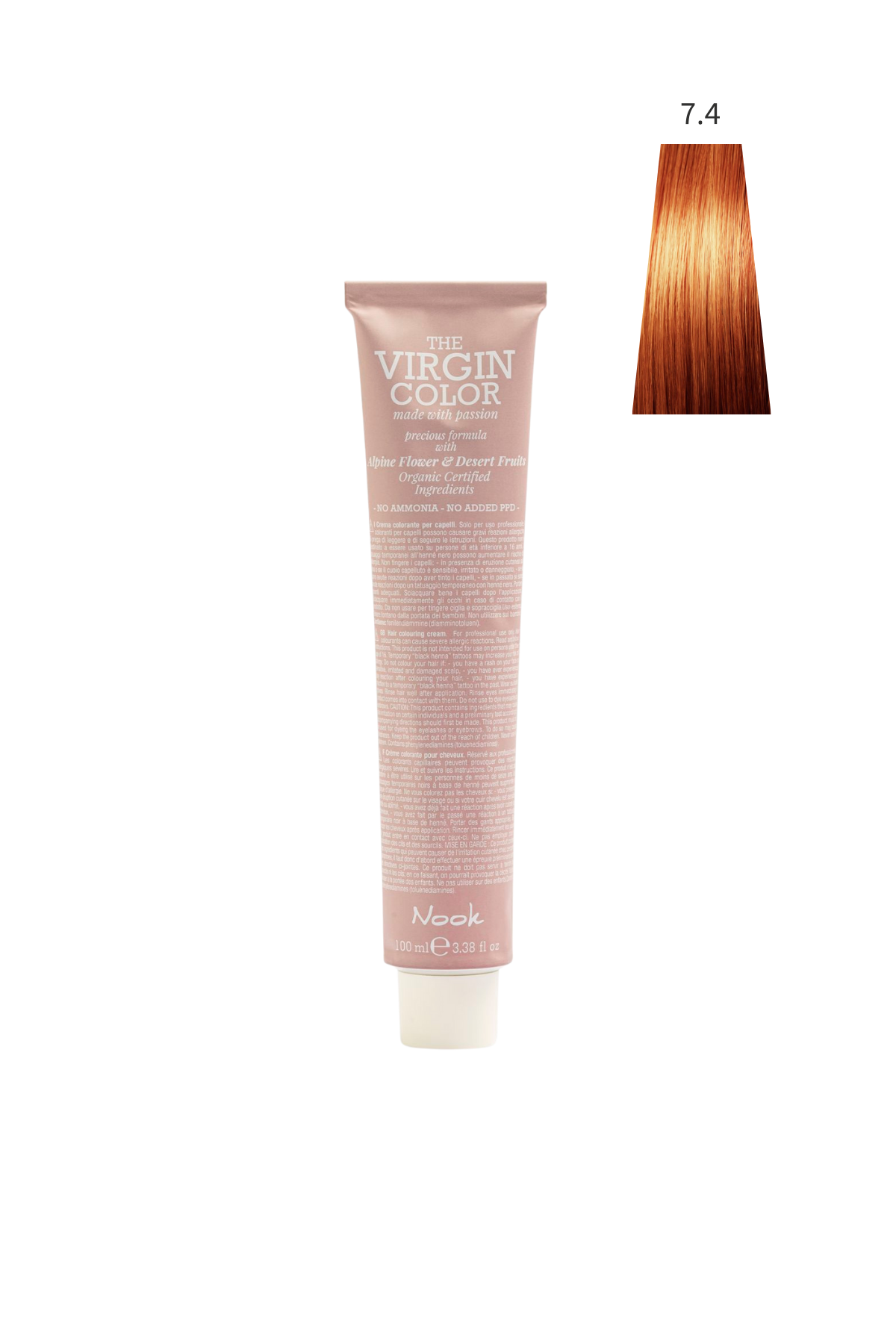 Nook Virgin Color Profesyonel Saç Boyası 100ml-Zencefil Kumral Bakır/Sultan Bakır(7.4-RAME İRLANDA KIZIL)