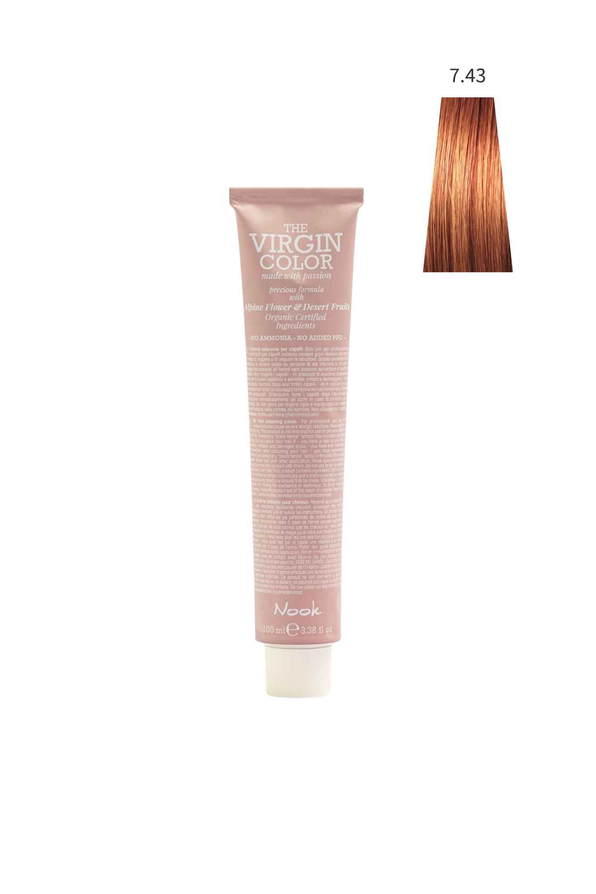 Nook Virgin Color Profesyonel Saç Boyası 100ml-Kumral Bakır Dore/İrlanda Bakırı(7.43-GOLD SULTAN BAKIR)