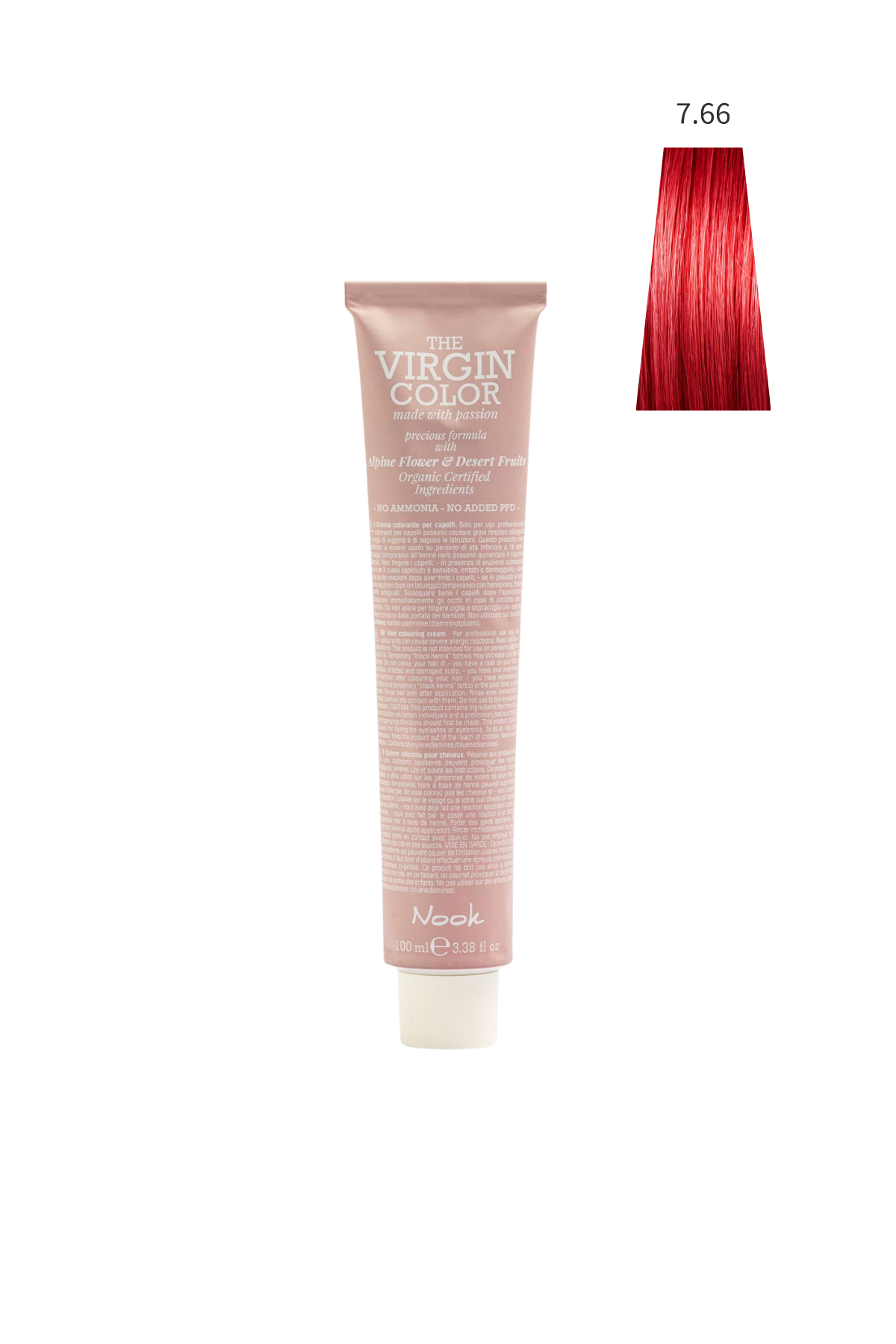 Nook Virgin Color Profesyonel Saç Boyası 100ml-Kumral Yoğun Kızıl/Parlak Alev Topu(7.66-ROSSİ LAV KIZIL)