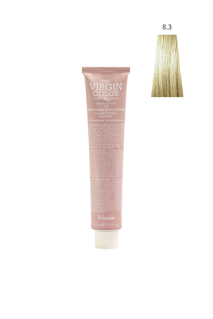 Nook Virgin Color Profesyonel Saç Boyası 100ml-Açık Altın Kumral/Bal Rengi(8.3-GOLDEN ALTIN SARI)