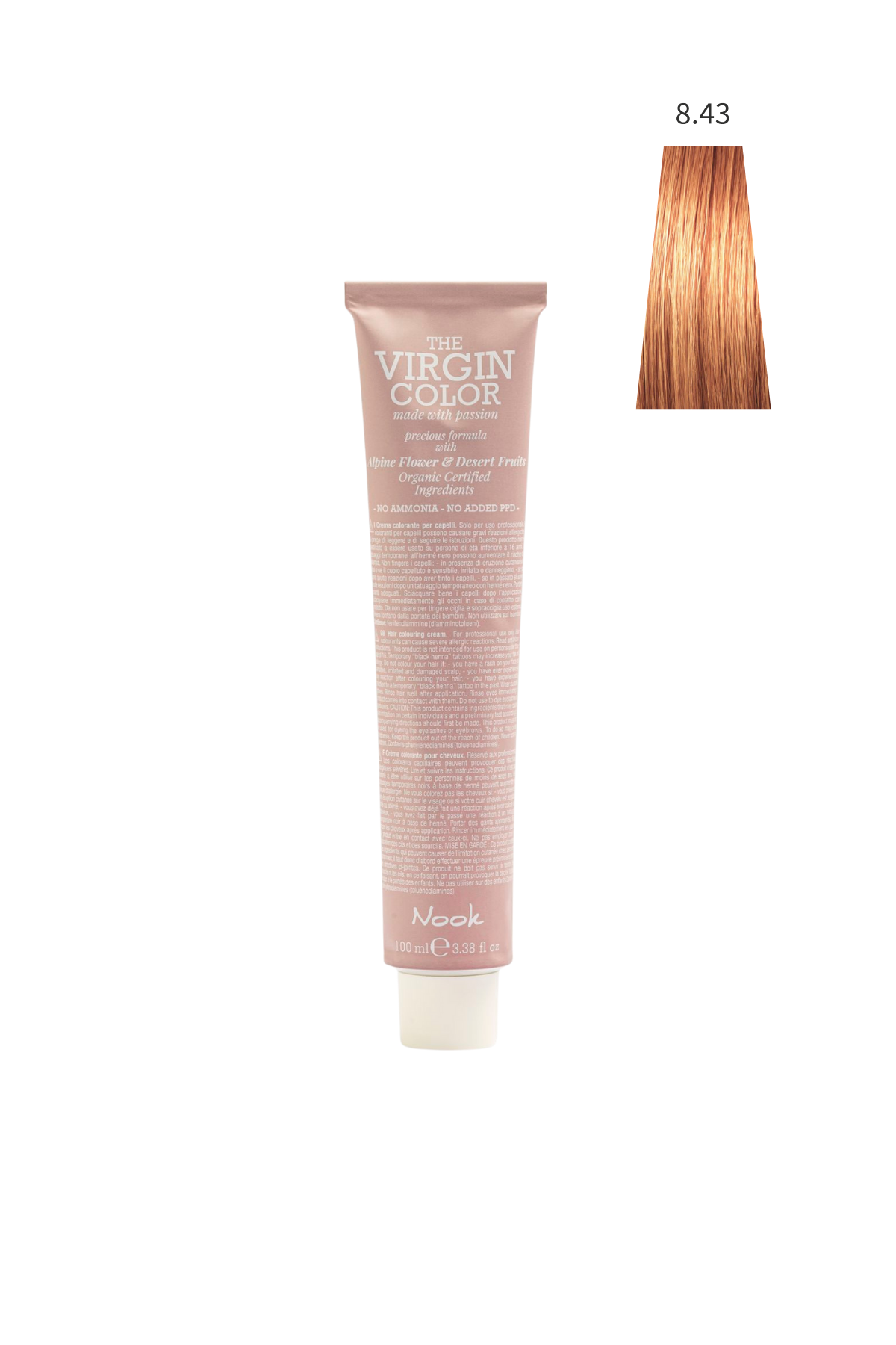 Nook Virgin Color Profesyonel Saç Boyası 100ml-Açık Kumral Bakır Dore/Bal Köpüğü Bakır(8.43-GOLD BAL)