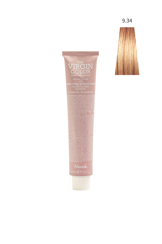 Nook Virgin Color Profesyonel Saç Boyası 100ml-Çok Açık Altın Bakır/Hürrem Sarısı(9.34-COPPER ÇİLEK SARI)