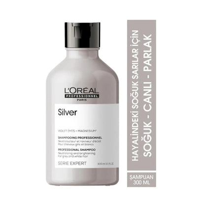 L'Oreal Professionnel Expert Silver Çok Açık Sarı , Gri Ve Beyaz Saçlar Renk Dengeleyici Mor Şampuan 300ml