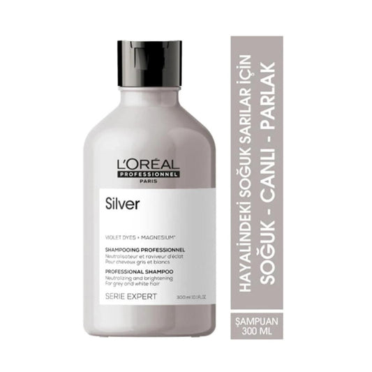 L'Oreal Professionnel Expert Silver Çok Açık Sarı , Gri Ve Beyaz Saçlar Renk Dengeleyici Mor Şampuan 300ml