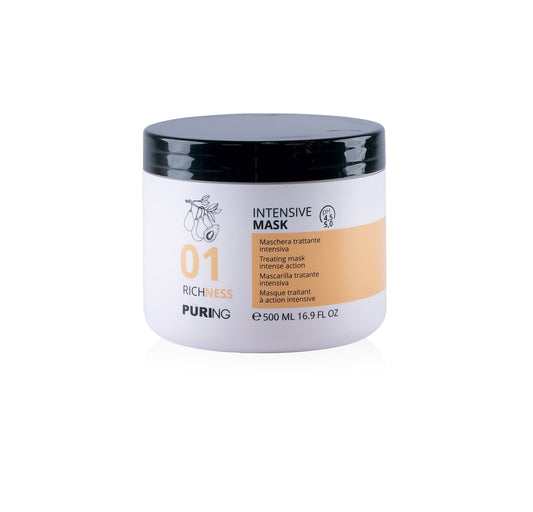 PURING 01 Richness Kuru Yıpranmış Saçlar için Avokado&Keten Tohumu Yağı Besleyici Onarıcı Saç Maskesi 500ml